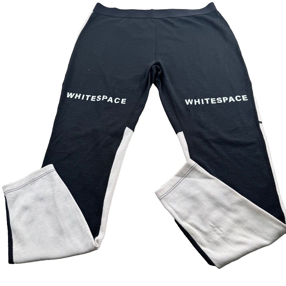 WHITESPACE Merino Wool Blend Base Layer Bottom Women's M Colorblock Black/White